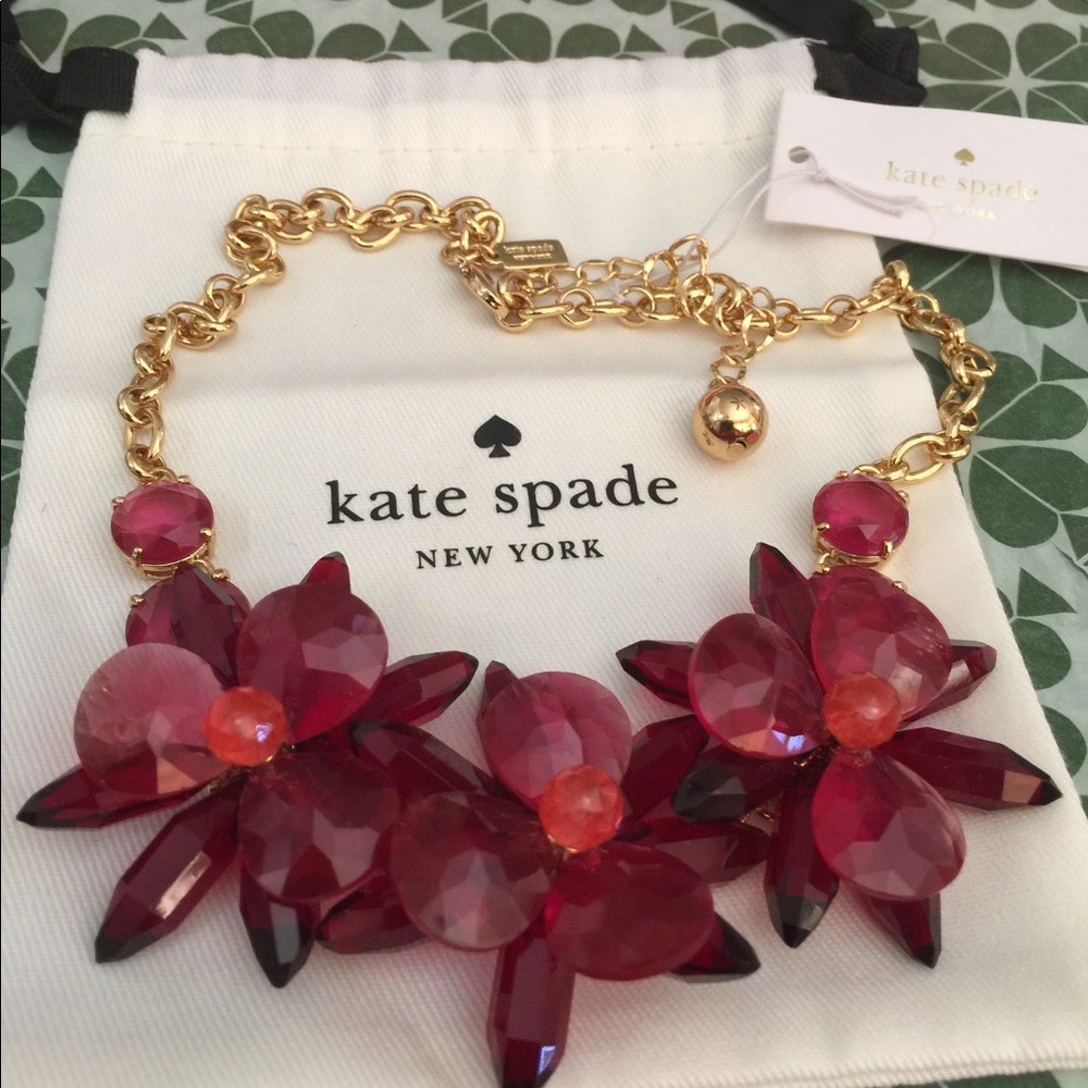 Kate Spade Blooming Brilliant Red Gold Necklace